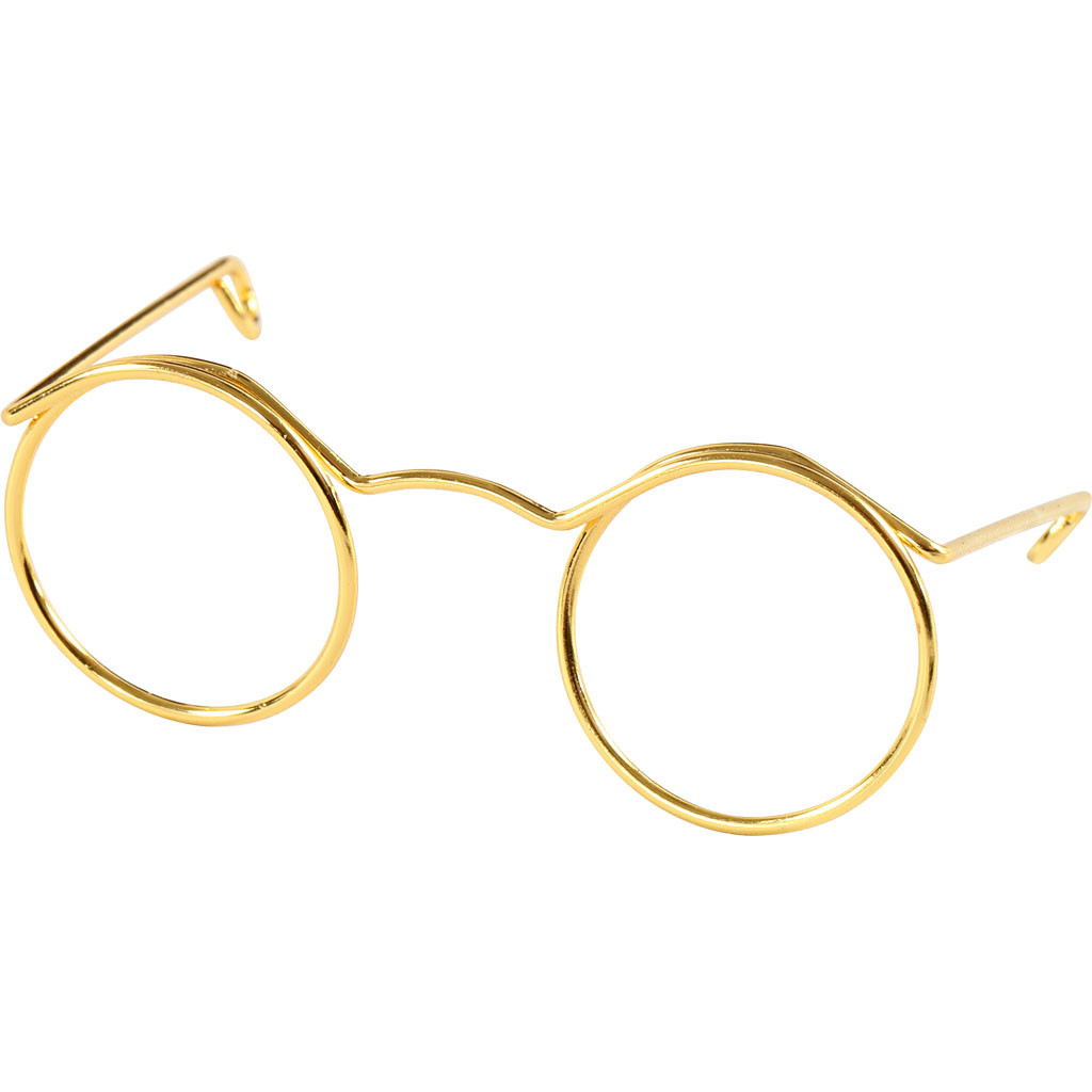 Goldene, mittlere Brille für Puppen & Teddybär 